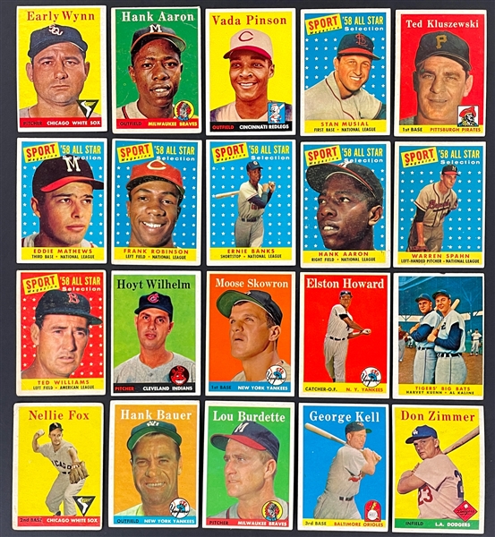 1958 Topps Partial Set (411/494) with Duplication - 552 Total Cards