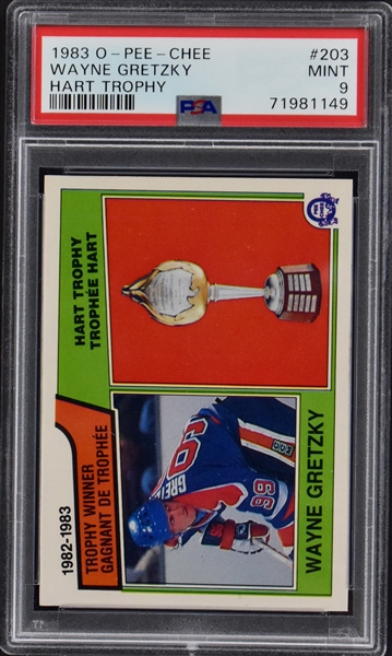 1983 O-Pee-Chee Hockey #203 Wayne Gretzky Hart Trophy - PSA MINT 9