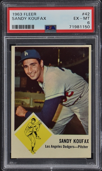 1963 Fleer #42 Sandy Koufax - PSA EX-MT 6