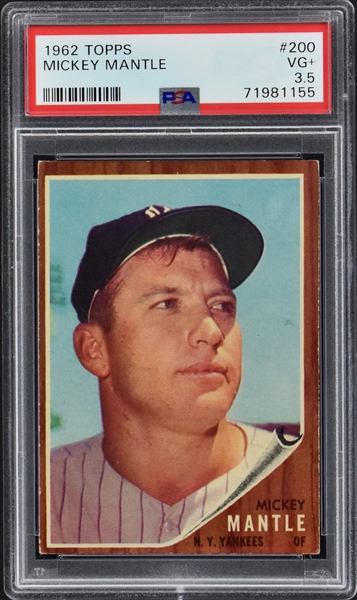 1962 Topps #200 Mickey Mantle - PSA VG+ 3.5