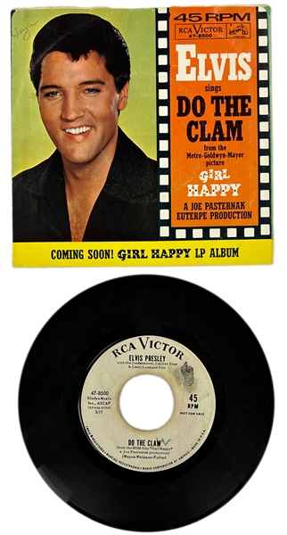 1964 Elvis Presley RCA Victor White Label “Not For Sale” 45 RPM Single “Do The Clam” / “Youll Be More Gone” with Picture Sleeve (47-8500) - <em>Girl Happy</em>