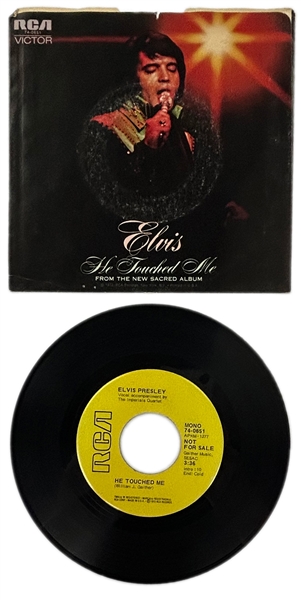 1972 Elvis Presley RCA Victor Yellow Label  “Not For Sale” 45 RPM Single “He Touched Me" / "Bosom of Abraham” with Picture Sleeve (74-0651) - <em>He Touched Me</em>