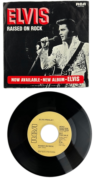 1973 Elvis Presley RCA Victor Tan Label  “Not For Sale” 45 RPM Single "Raised On Rock" / "For Ol Times Sake" with Picture Sleeve (APBO-0088) - <em>Raised on Rock / For Ol Times Sake</em>