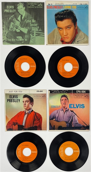 1950s-1970s Elvis Presley RCA "Orange Label" 45 RPM Singles and EPs Collection of 21 Different