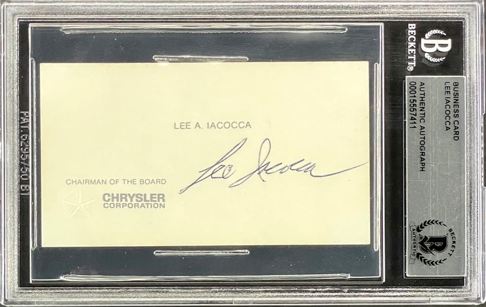 Lee Iacocca Signed Chrysler "Chairman of the Board" Business Card (Beckett Encapsulated)