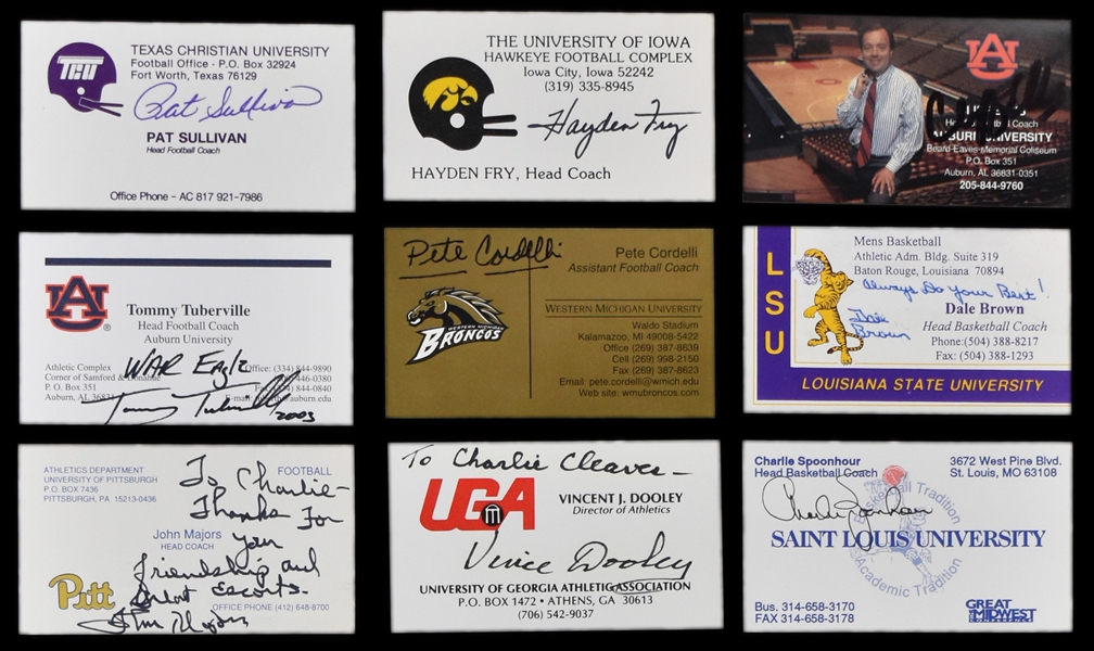 NCAA Basketball and Football Coaches Signed Business Cards (30) Incl. Rick Pitino, Nick Saban and Others (BAS)