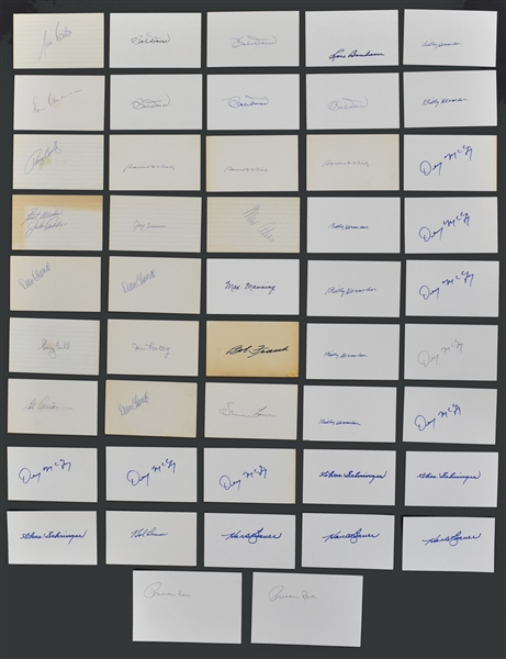 Hall of Famers and Superstars Signed Index Card Collection of 41 with Duplication (BAS)