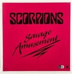 1988 Scorpions Band-Signed <em>Savage Amusement</em> Record Store Album Cover Slick (BAS) Incl. Rudolph Schenker and Klaus Meine