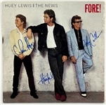 1986 Huey Lewis and The News Band-Signed LP <em>FORE!</em> (BAS) - Signed on the Cover by All Six Members