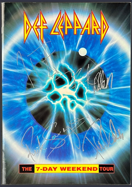 1992 Def Leppard Band-Signed "7-Day Weekend" Concert Tour Program - Joe Elliot, Rick Allen, Rick Savage and Phil Collen (BAS)