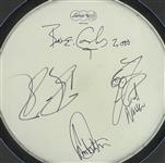 Cheap Trick Band-Signed Stage-Used Drum Head and Robin Zander Signed 11x14 Photo Display (BAS)