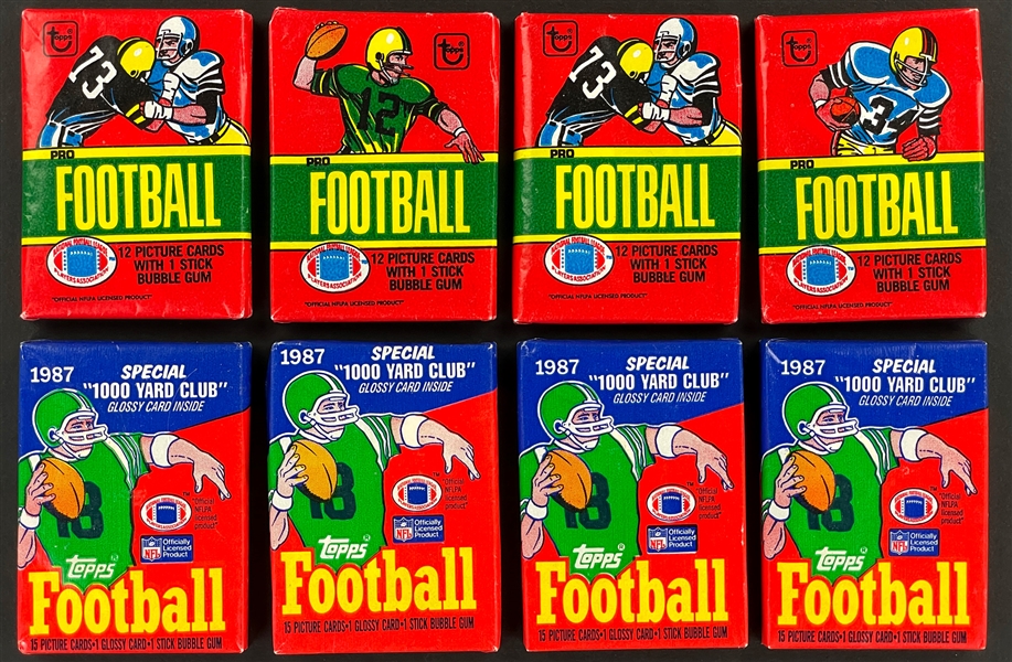 1980s Topps Football Unopened Pack Collection of 8