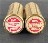 1956 Elvis Presley Enterprises Lipstick Pair - One on Original Card - Heart Break Pink and Hound Dog Orange