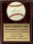 Ken Griffey, Jr. Single Signed 1993 All-Star Baseball in Display (BAS)