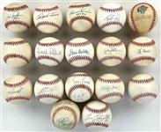 Hall of Famers Single Signed Baseball Collection of 17 (BAS)