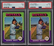 1975 Topps #228 George Brett Rookie Card Pair - PSA NM 7 & PSA VG-EX 4