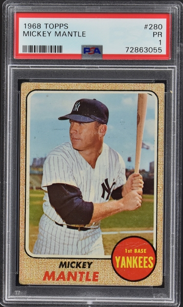 1968 Topps #280 Mickey Mantle - PSA PR 1