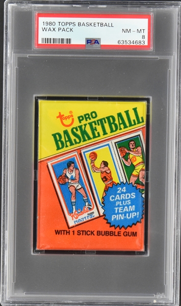 1980 Topps Basketball Unopened Wax Pack – PSA NM-MT 8 – Possible Bird/Magic Rookie Card!