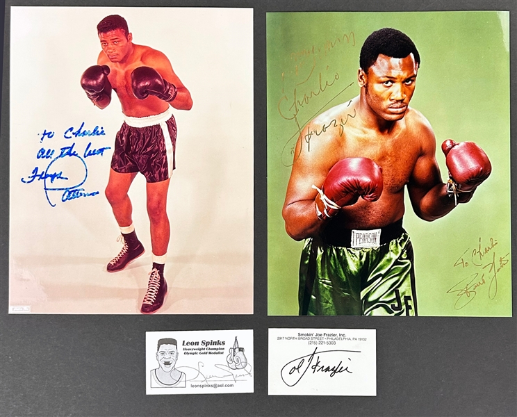 Boxing Champions Signed Collection of Four with Joe Frazier (2), Leon Spinks and Floyd Patterson (BAS)