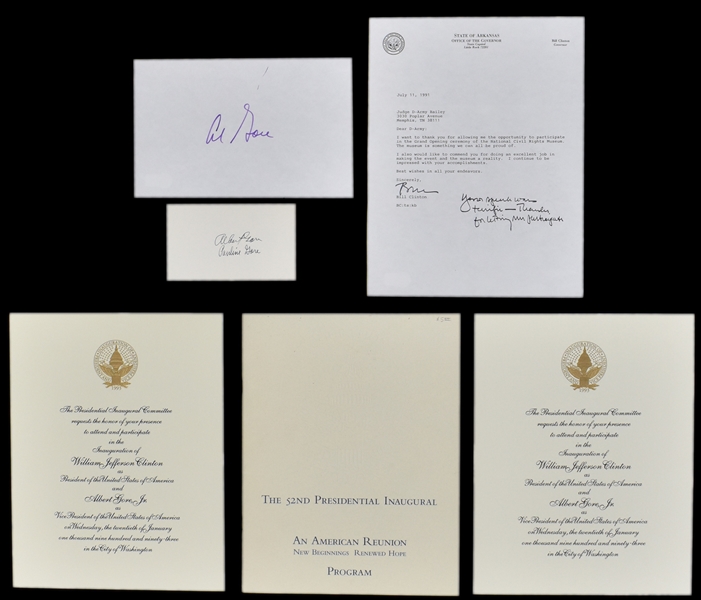 Bill Clinton and Al Gore Signed Collection Incl. 1993 Presidential Inaugural Invitations and Program (6 items) (BAS)
