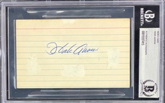 Hank Aaron Signed Index Card (Beckett Encapsulated)