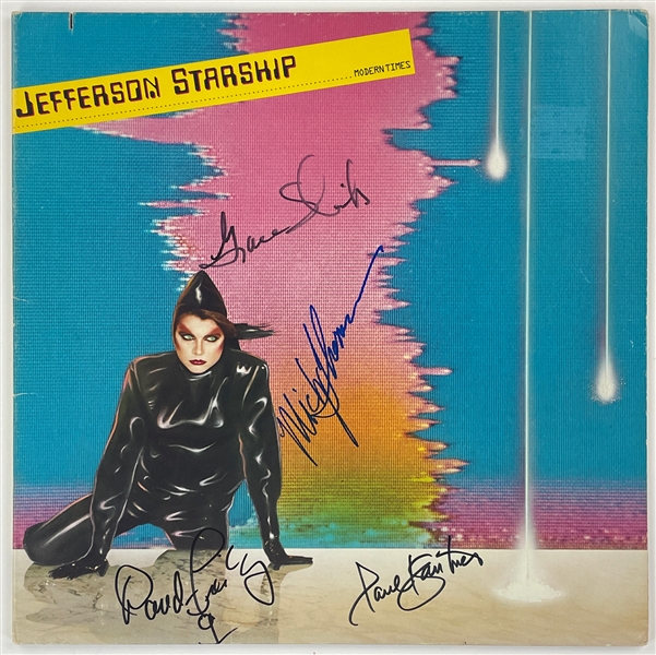 Jefferson Starship Band Signed 1981 LP <em>Modern Times</em> with Grace Slick, Paul Kantner, Mickey Thomas and David Freiberg (BAS)