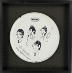 Ron Campbell Hand-Drawn and Signed Drumhead of The Beatles -  Animator from <em>Yellow Submarine</em> and <em>The Beatles</em> TV Show (BAS)