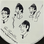 Ron Campbell Hand-Drawn and Signed Drumhead of The Beatles -  Animator from <em>Yellow Submarine</em> and <em>The Beatles</em> TV Show (BAS)