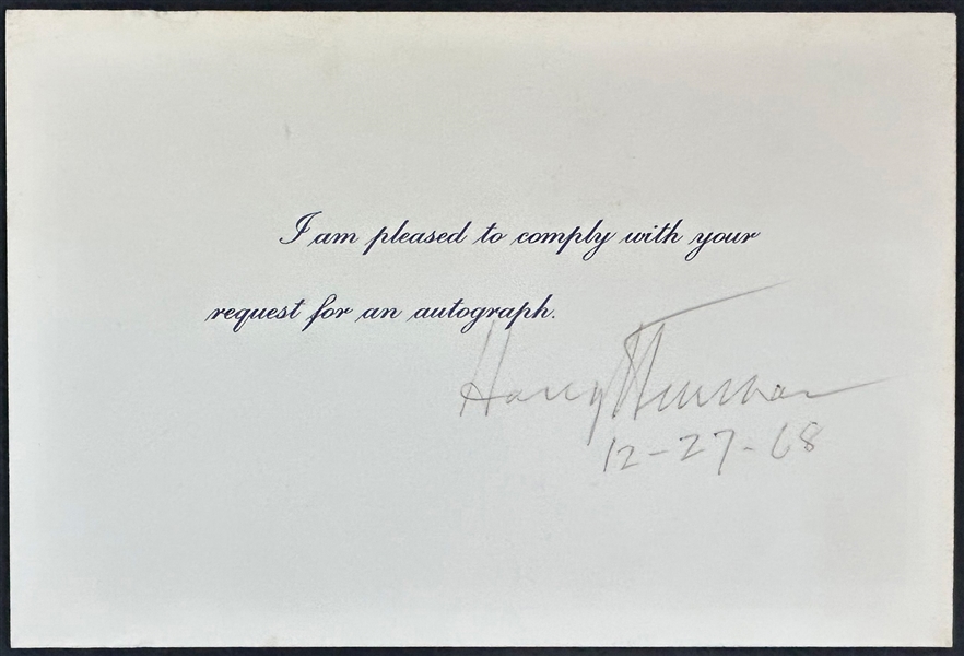 President Harry S. Truman Signed Autograph Request Card (BAS)