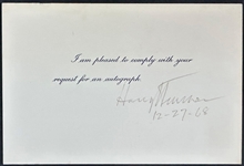 President Harry S. Truman Signed Autograph Request Card (BAS)