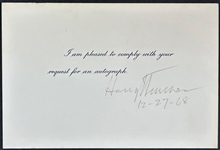 President Harry S. Truman Signed Autograph Request Card (BAS)