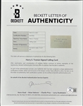 President Harry S. Truman Signed Autograph Request Card (BAS)