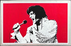 1972 Elvis Presley Prototype Mylar Posters (2) Created by Flashbacks Inc. - Red and Green Variations