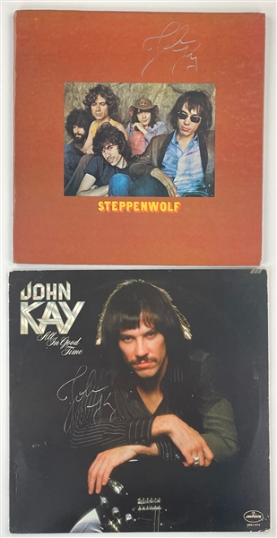 John Kay Signed 1969 "The Visual Thing" <em>Steppenwolf</em> Photo Book and LP <em>All in Good Time</em> (2) (BAS)