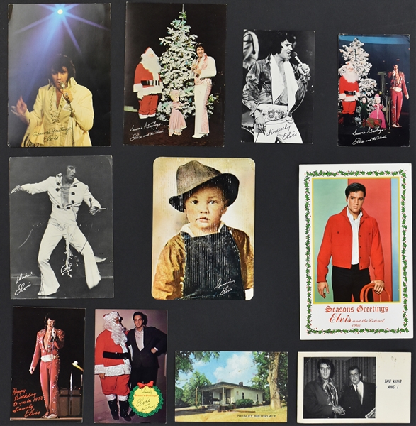 Group of 9 Elvis Presley Christmas and Other Postcards and Other Fan Club Ephemera