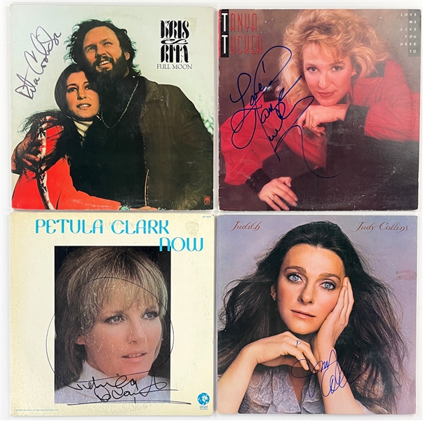 1970s Stars Signed LPs (5) Incl. Country Joe, Petula Clark, Judy Collins, Rita Coolidge and Tanya Tucker (BAS)