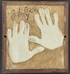 Johnny Cash Signature and Handprints in Plaster From The Palace Theatre in Louisville, Kentucky 