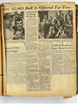 1961 New York Yankees Newspaper Scrap Chronicalling Roger Maris' 61 Home Runs Plus 1961 World Series Game 5 Ticket Stub