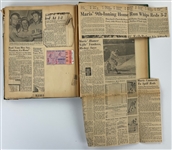 1961 New York Yankees Newspaper Scrap Chronicalling Roger Maris' 61 Home Runs Plus 1961 World Series Game 5 Ticket Stub