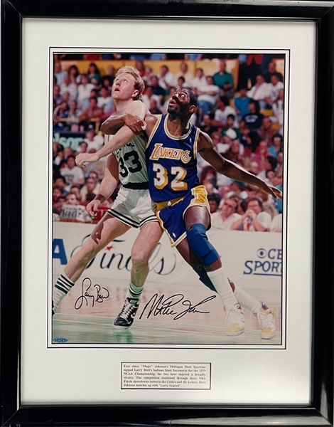 Magic Johnson and Larry Bird Signed 16x20 Photo - Upper Deck Authenticated