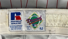 1997 Deion Sanders Cincinnati Reds Game Used Uniform Pants PHOTO MATCHED with Heavy Game Use!