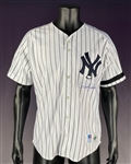 Derek Jeter Signed Limited Edition 1999 New York Yankees Jersey (387/500) with Joe DiMaggio Black Armband (Steiner)