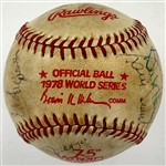 1978 New York Yankees World Series Champions and Legends Signed Baseball Incl. Joe DiMaggio, Roger Maris and Others (BAS)
