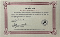 President Jimmy Carter Signed Easton Press Edition of <em>A Full Life: Reflections at 90.</em>
