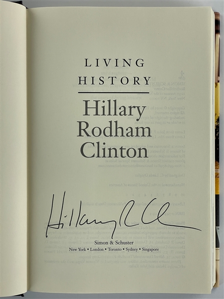 Hillary Clinton Signed 2003 Autobiography <em>Living History</em>