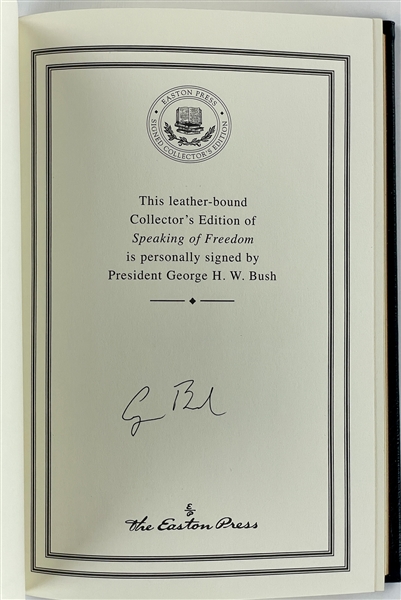 President George H. W. Bush Easton Press Signed Edition of <em>Speaking of Freedom: The Collected Speeches</em> (BAS)