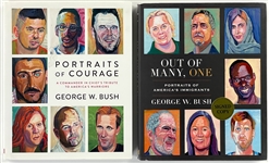 President George W. Bush Signed Coffee Table Portrait Books <em>Portraits of Courage</em> and <em>Out of Many, One</em> (BAS)