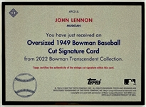2022 Bowman Transcendent Collection #49CS-JL John Lennon Cut Signature Card - <strong>Graded MINT 9 by Beckett Authenticated</strong>