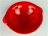 Elvis Presley's Red Fruit Bowl with EP notation in Nancy Rooks' hand - From The Nancy Rooks Collection