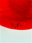 Elvis Presley's Red Fruit Bowl with EP notation in Nancy Rooks' hand - From The Nancy Rooks Collection